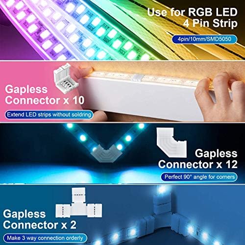 מחברי תאורת LED עם 4 פינים RGB מחברים נטולי LED ללא הפערה ללא הפערה מחברים לרצועת LED ללא הפחתה של SMD 5050
