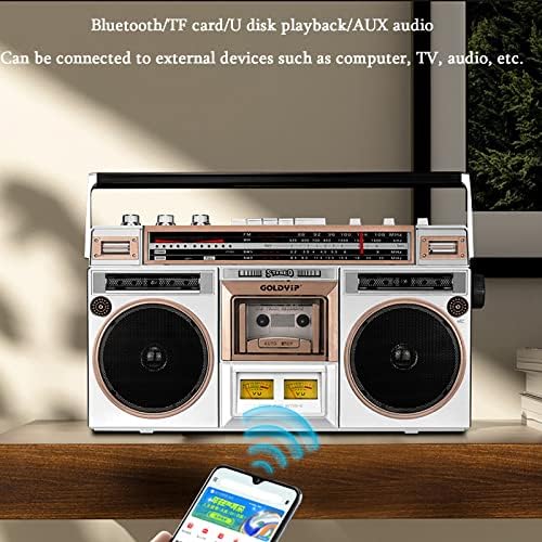 רדיו Bluetooth ומקליט, נגן קלטת רטרו, עם רדיו AM/FM/SW1/SW2, תמיכה בפונקציית שעתוק, כרטיס TF, דיסק U, הפעלת HD