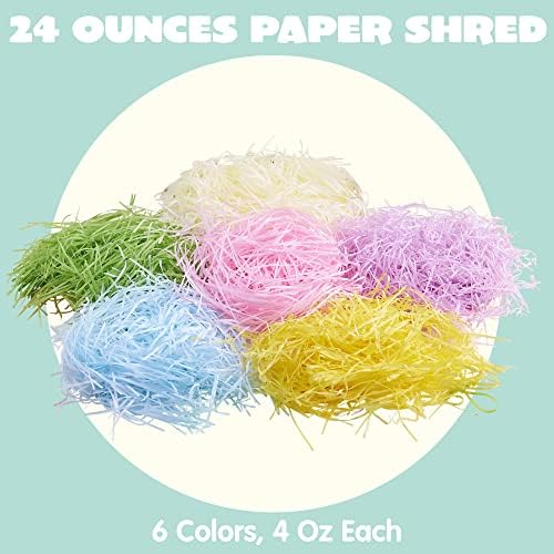 ג ' ויין דשא פסחא 24 עוז 6 צבעים מילוי סל פסחא, דשא נייר לגרוס למחזור לציד ביצי פסחא, טובות