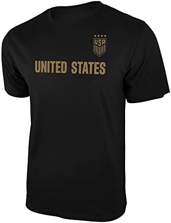 סמל ספורט פדרציית הכדורגל האמריקאית לוגו למבוגרים חולצה שחורה עם לוגו זהב