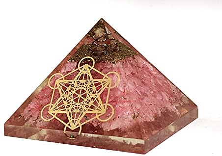 Sawcart Metatron Grid Rose Quartz Pyramid Pyramid & Cube Metatron Merkaba עם 7 גבישי צ'אקרה