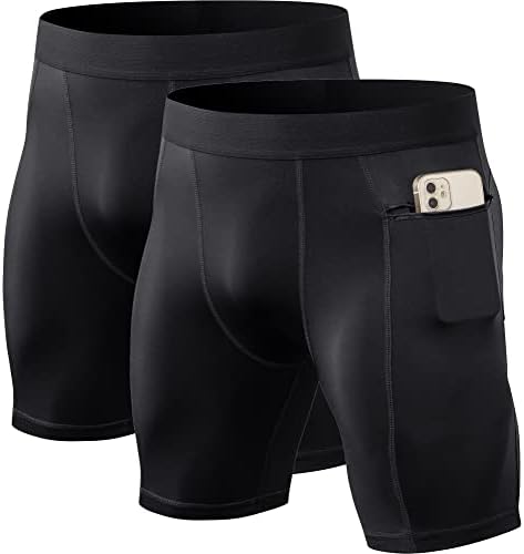 גברים של דחיסת מכנסיים קצרים עם רוכסן כיס ריצה אימון אתלטי תחתוני ספנדקס ספורט מכנסיים קצרים