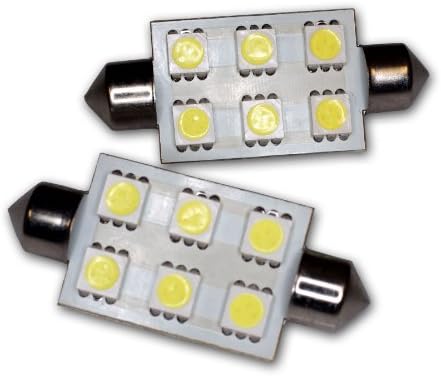 TUNINGPROS LED-42M-WS6 FESTOON 42 ממ נורות LED נורות, 6 סט SMD LED 2-PC לבן