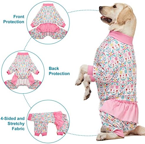 Lovinpet Pajamas כלבים גדולים, הדפס חלל ושלג, טיפול בקול/חולצה לאחר ניתוח, הגנה על UV, קלה חרדת חיות מחמד,