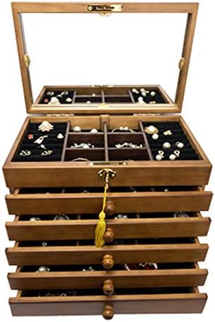 QTT תיבת תכשיטים עץ מלא עם נעילה עץ רטרו נסיכה תכשיטים קופסא קופסאות תכשיטים קופסת תכשיטים מתנה