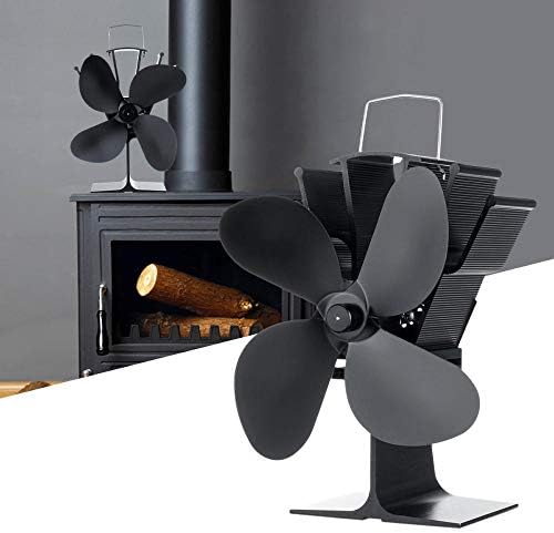 לינלין 4 להבים שחור תנור מאוורר עם טמפרטורת צג אח מאוורר עץ מבער תנור תרמית חום כוח תנור מאוורר ליאנן