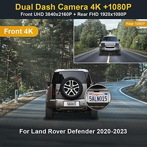FitCamx Front 4K+אחורי 1080p מצלמת מקף מתאימים עבור Land Rover Defender 110 90 2020 2021 2022 2023 X S V8 סטנדרט,