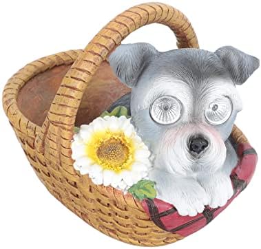 Doitool 1pc אורות כלב כלב מצחיק גורי חיצוני צורת משרד סל במשרד בסימולציה של גן צלמית קטנה פרחים פסלי גרייהאונד