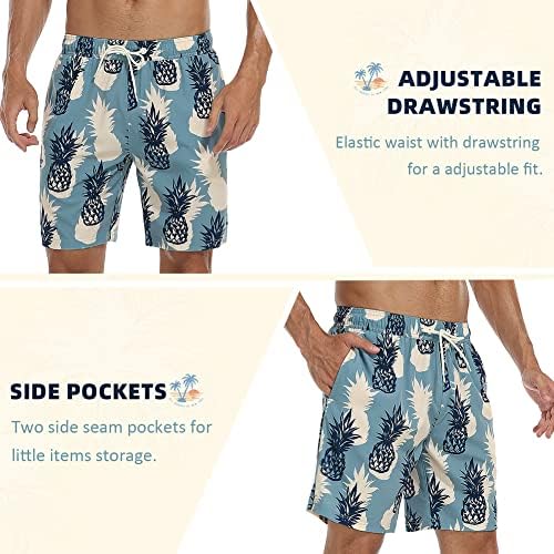 גזעי שחייה של None Mens עם תוחם דחיסה מהירות יבש בהוואי חליפות רחצה 2 ב 1 מכנסי לוח עם כיסים