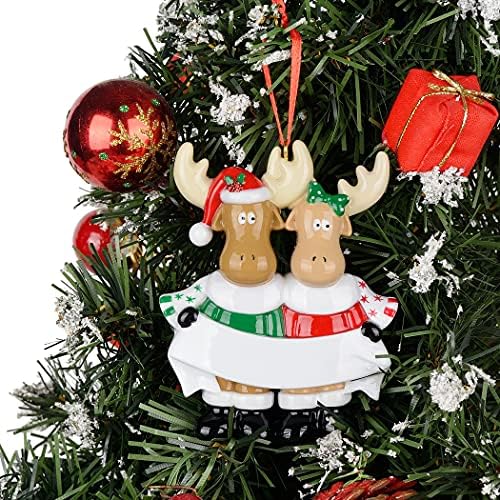 קישוט זוגי מותאם אישית - קישוט לחג המולד של זוג איילים - קישוט עץ חג המולד זוגי - קישוט לחג המולד