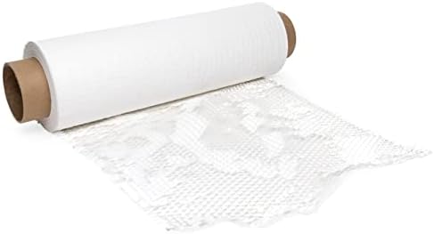 אריזה מקורית של חלת דבש עטיפת משושה אריזת נייר קראפט 15.25 על 300' גליל בקופסה עצמית, לבן - עיצוב נייר החריץ המשולב