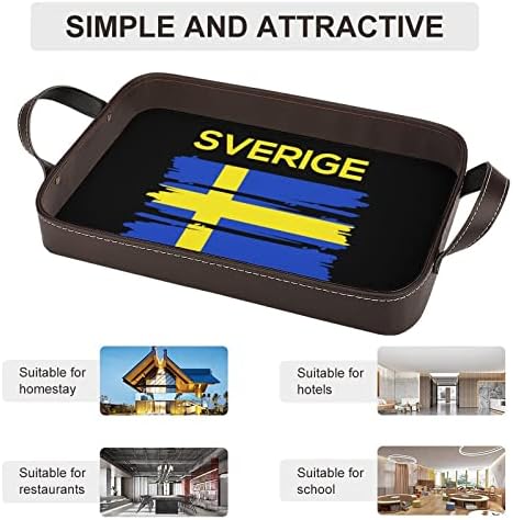 סבריג 'שוודיה שוודית מעור שוודי מגש דקורטיבי בהגשה בהגשה בהגשה מארגן מגש עם ידיות למלון היתי
