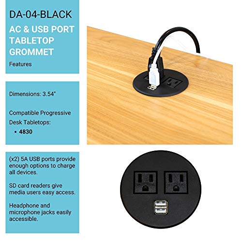 עמדת שולחן עמידה בקוטר 3.54 אינץ ' - מתאם חשמל עגול AC עם USB כפול - חנויות שולחן עבודה נוחות לשולחן