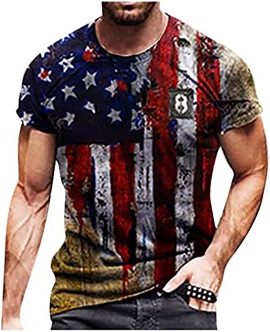 Wenkomg1 כוכבים ופסים הדפסים עליון לגברים אמריקאים גופית גופית ארהב יום עצמאות ארהב חולצת טריקו 4