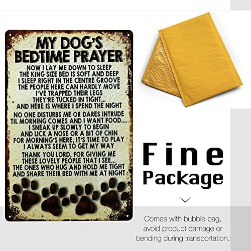 MANRULE תפילה של כלבי לפני השינה רטרו בסגנון מתכת שלט פח לעיצוב קיר ביתי, מתנות לזכר כלבים