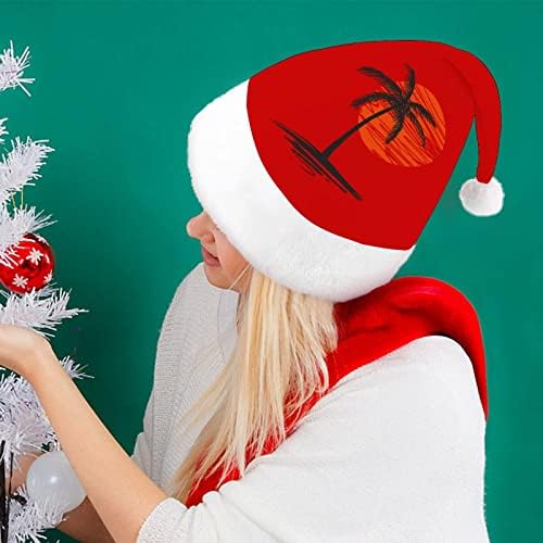 חוף עצי דקל חג המולד כובע סנטה קלאוס כובעי קצר קטיפה עם לבן חפתים לגברים נשים חג המולד מסיבת חג קישוטים
