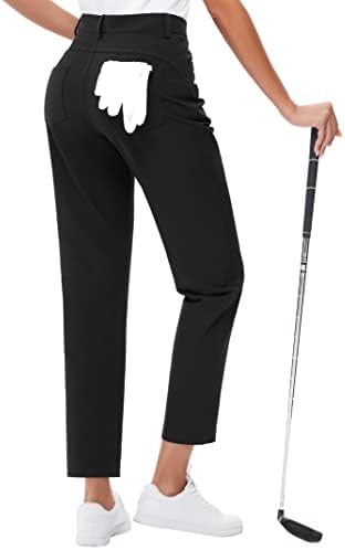 מכנסי גולף לנשים עם כיסים קלים משקל קל משקל יבש 7/8 מכנסי קרסול לנשים