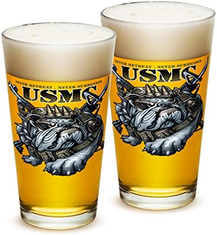 נחתים של חיל הנחתים האמריקני-לעולם אל תיסוג לעולם אל תיכנע כוסות בירה פרימיום קלאסיות 16 אונקיה-סט