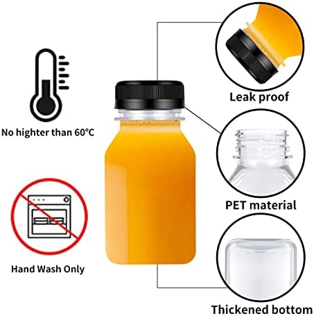 בקבוק מיץ פלסטיק של Dodheg 6 יח ', מיכלי שתייה לשימוש חוזר, למיץ, חלב, שייק ומשקאות אחרים, עם מכסה שחור, 5 גרם.