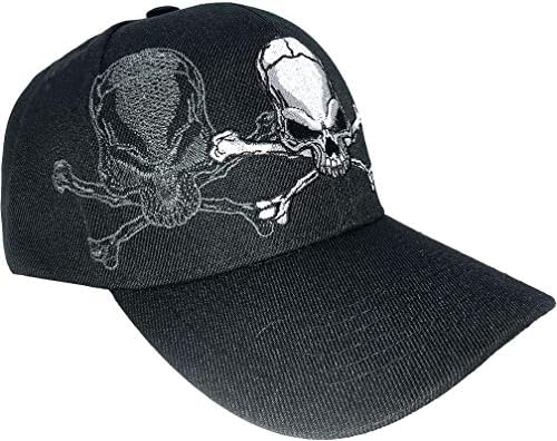 גולגולת אבורנקו וכובע עצמות צולב עם כובע כובע בייסבול רקמה תלת -ממדי