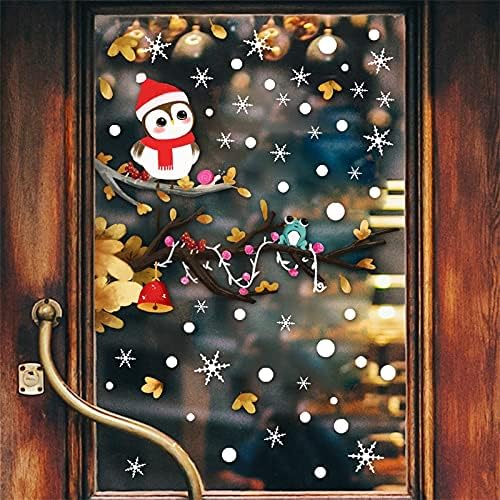 מדבקות לאופניים ענפי פתית שלג חג המולד ציפורים מצוירות דפוס קיר מדבקת חדר ילדים סלון חלון חלון זכוכית טפטים טפטים