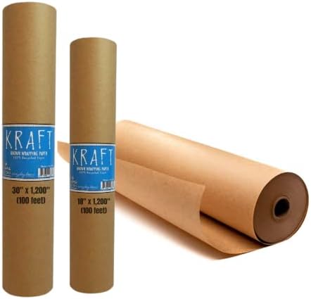גליל נייר עטיפה של קראפט חום 100 רגל - נייר בניית מלאכה ואריזה למחזור לשימוש במעבר, גיבוי לוח מודעות ומפות