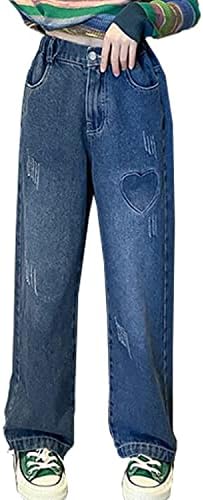 ייאברו ילדים בנות קרע ג ' ינס שטף אלסטי מותניים רחב רגל בבאגי מכנסיים גודל 5-14 שנים