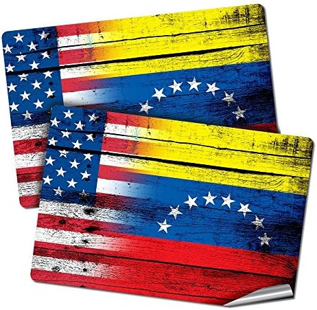 שתי מדבקות/מדבקות של 2 x3 עם דגל ונצואלה - עץ W דגל ארהב - איכות פרימיום לאורך זמן רב