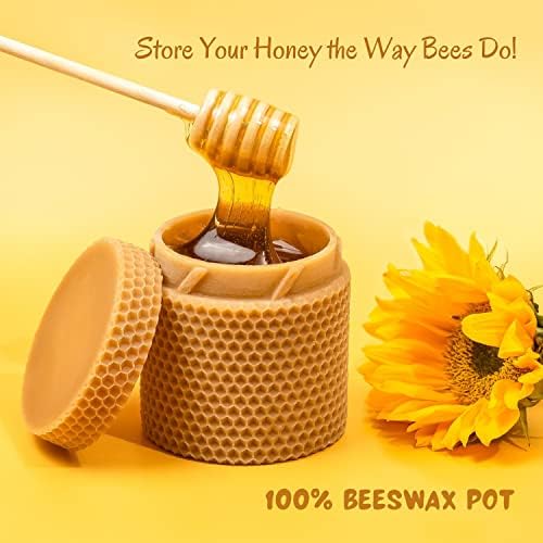 סיר דבש שעוות דבורים טהור-אחסן את הדבש שלך כמו שהדבורים עושות-צנצנת דבש כוורת רחיצה 12 אונקיות, שומרת