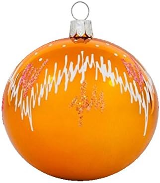 קישוטי חג המולד וינטג '- קישוטי עץ כדור זכוכית רטרו - כדורים מנופחים וצבועים ביד 2019-גדול, 3 אינץ', זהב כפור