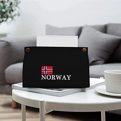 קופסת הרקמות הלאומית של נורווגיה מכסה מחזיק קופסת עור רקמות עור PU, מארגן נייר מקרים מלבני מארגן נייר