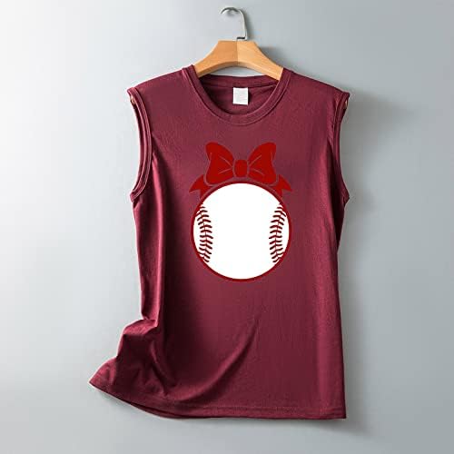 גופיות בייסבול נשים מכתב מצחיק חולצה גרפית בייסבול קיץ אימון ללא שרוולים
