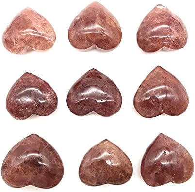 Laaalid xn216 1 pc טבעי אדום תות אדום לב אהבה בצורת קוורץ קריסטל רייקי ריפוי אבן Diy אבנים טבעיות ומינרלים