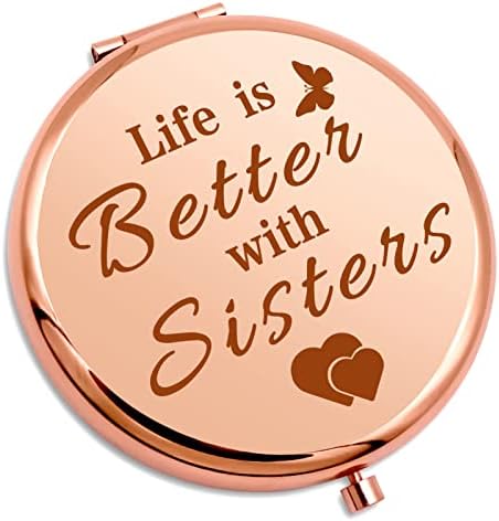 מתנת יום הולדת לאחות נסיעות מראת איפור מאחיות ידידות מתנה עבור בנות אחות בחוק גדול אחות קומפקטי איפור
