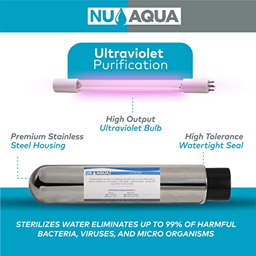 NU אקווה 6 שלבים אוסמוזה הפוכה של שתיית מים מסנן מערכת מסנן UV עיקור עם משאבת בוסטר תחת כיור 100GPD - מד