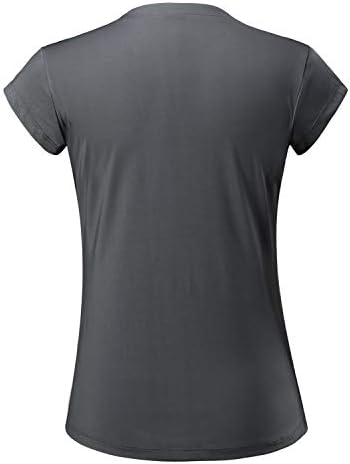 חולצות טניס לנשים שרוולים קצרים, חולצות גולף סולידיות צווארון V המריצות בגדי חמוצים לנשים