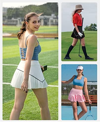 חצאית טניס קפלים של ניקסה לנשים עם כיסים אתלטי גולף סקורט עם מכנסיים קצרים חצאית אימון ריצה מזדמנת במותן גבוה