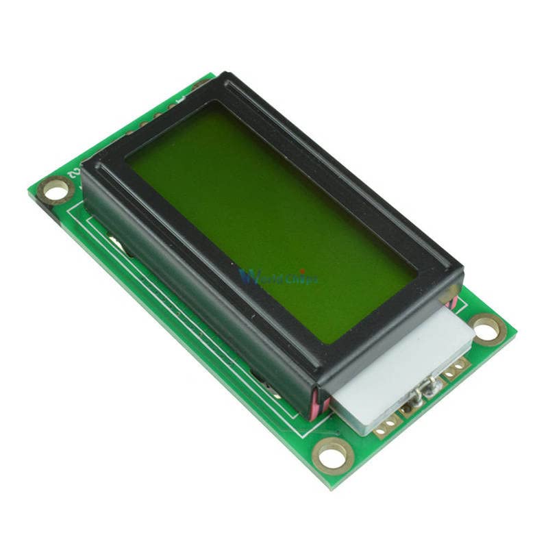 צהוב 0802 LCD 8x2 תו LCD מודול תצוגה 5V LCM עבור Arduino Raspberry Pi