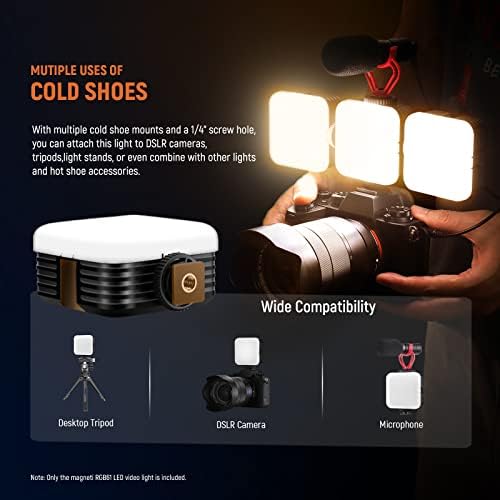 Ganboo Mini Magnetic RGB LED LED אור וידאו, RGB61 גודל כיס 360 ° צבע מלא על אור מצלמה עם 2000mAh סוללה/נעליים