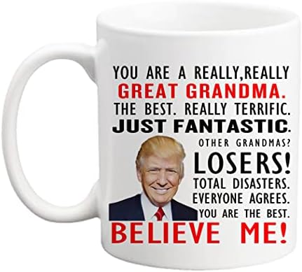 ספל סבתא דונלד טראמפ 11 עוז, אתה ספל סבתא נהדר, מתנות סבתא ליום הולדת, ספלי קפה טראמפ, מתנות סבתא חדשות, מתנות
