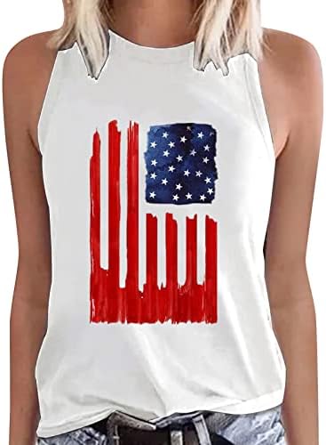 גופיות טנקים 4 ביולי לנשים דגל אמריקאי קיץ קיץ חולצות ללא שרוולים כוכבים כוכבים פסים גופיות כושר בצבע