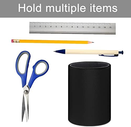 שמור את חד -הקרן שמנמן עגול עור PU מחזיק עט שולחן מארגן אחסון מיכל עיפרון מברשת מברשת מספריים
