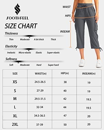 מכנסי קפריס של מטען לנשים של Soothfeel עם 6 כיסים קלים משקל קלים נסיעות יבש מהירות טיול מכנסי קיץ לנשים