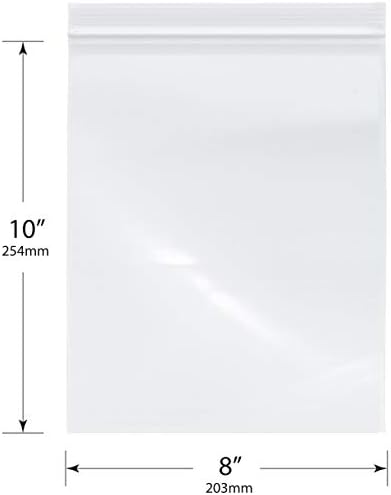 רוכסן פלימור שקיות ניילון משוחזרות, 2 מיל, 8 x 10
