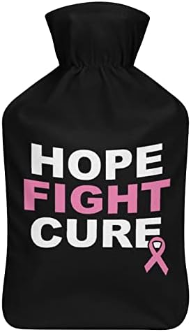 תקווה ורודה להילחם בסרטן שד גומי שקית מים חמים עם כיסוי 1L הזרקת בקבוקי מים חמים להגנה על קיר