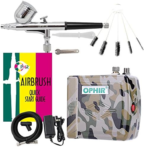 Ophir Mini Airbrush Airbrush ערכת מדחס אוויר כפול מברשת אוויר עם מברשת ניקוי אקדח ריסוס מתכוונן למלאכות