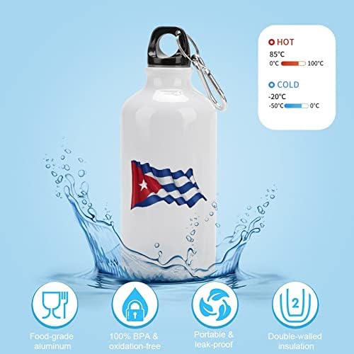 בקבוק אלומיניום דגל קובה בקבוקי מים ניידים ספורט עם קרבינר ומכסה טוויסט