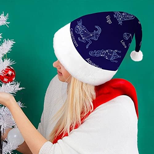 שנים עשר קבוצות כוכבים מצחיק חג המולד כובע סנטה קלאוס כובעי קצר קטיפה עם לבן חפתים עבור חג המולד חג מסיבת אספקת