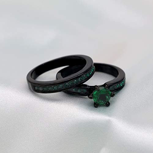 צבע זוג טבעות התאמת טבעת ירוק נשים חתונה טבעת סטי בשבילו ו שלה בבקשה לקנות 2 טבעות עבור 1 זוגות