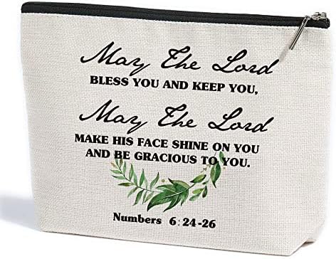נוצרי מתנות איפור תיק התנך פסוק דתי קוסמטי תיק השראה מתנות לנשים עשוי ה ' יברך אותך מספרי 6:24-26 הכתוב ציטוטי